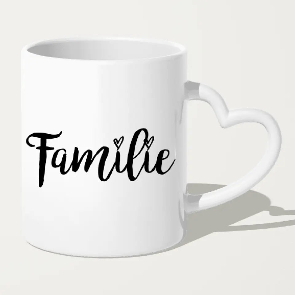 Personalisierte Tasse mit Familie + 1 Hund (1 Baby)