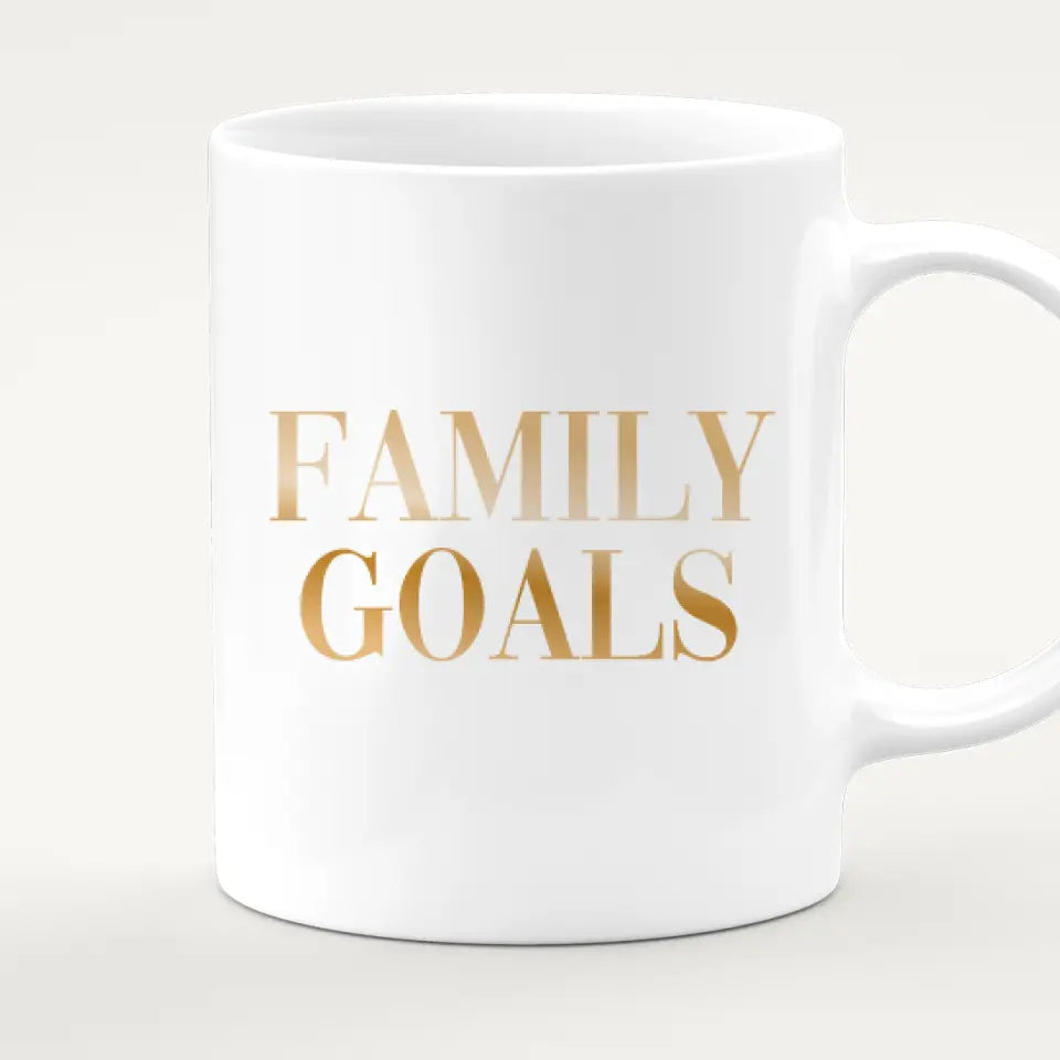 Personalisierte Tasse mit Familie + 1 Hund (1 Baby + 1 Kind)