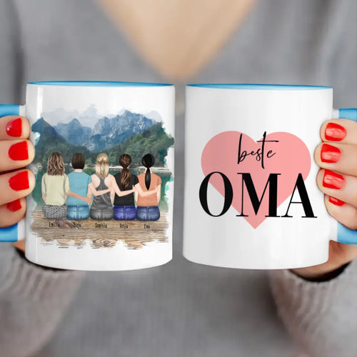 Personalisierte Tasse für Oma (4 Frauen + 1 Oma)