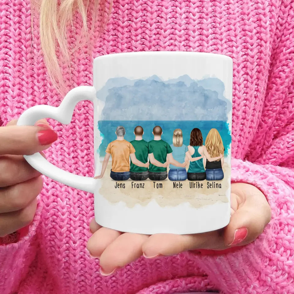 Personalisierte Tasse - Beste Freunde (3 Frauen + 3 Männer)