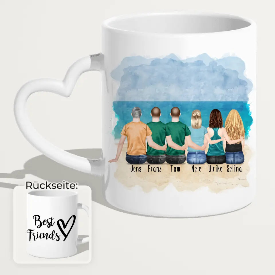 Personalisierte Tasse - Beste Freunde (3 Frauen + 3 Männer)