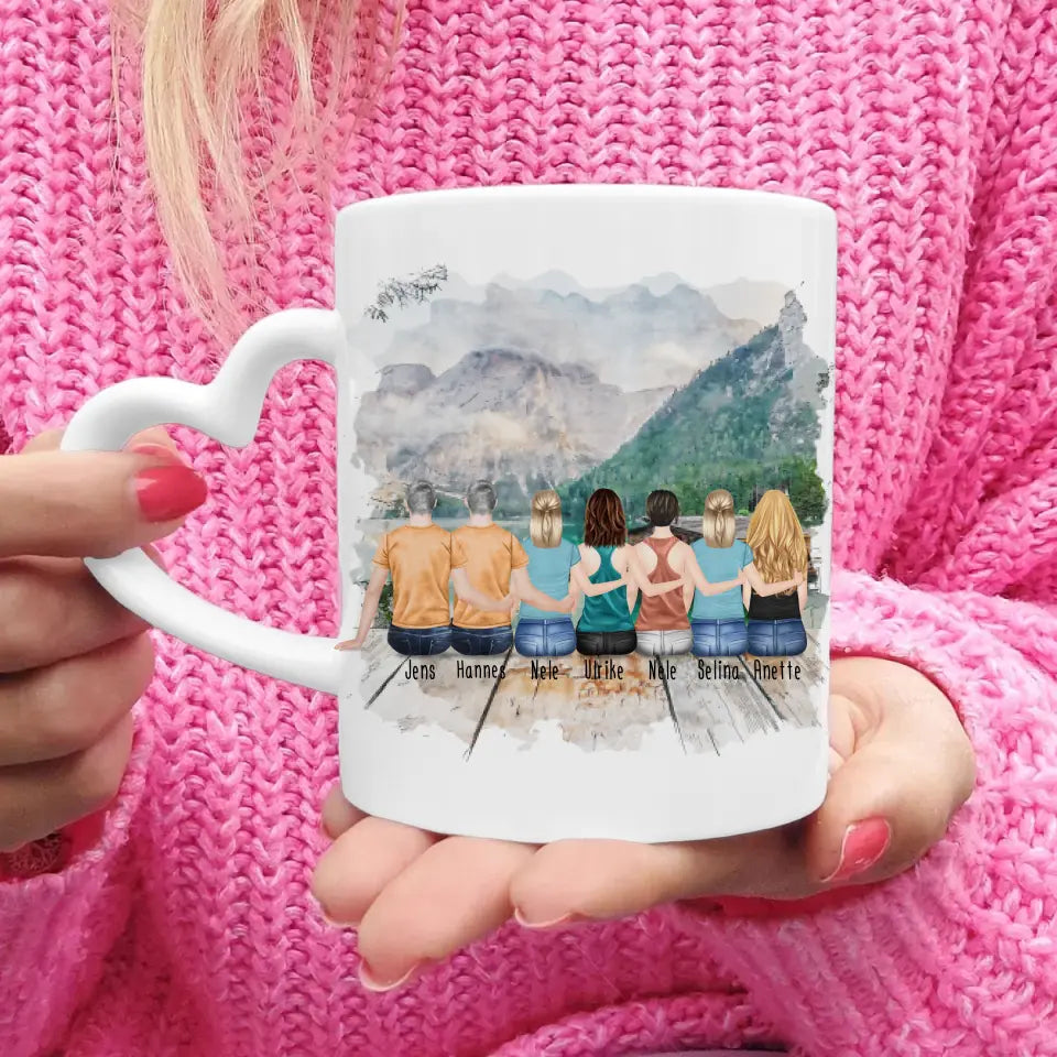 Personalisierte Tasse mit Bruder/Schwester (5 Schwestern + 2 Brüder)