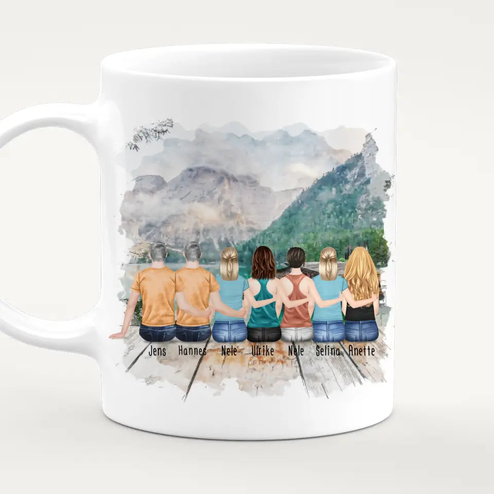 Personalisierte Tasse mit Bruder/Schwester (5 Schwestern + 2 Brüder)