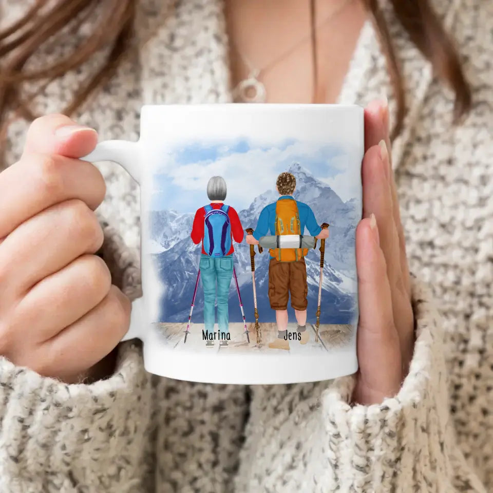 Personalisierte Tasse mit 2 Wanderern