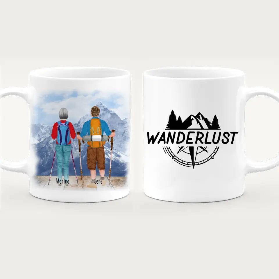 Personalisierte Tasse mit 2 Wanderern