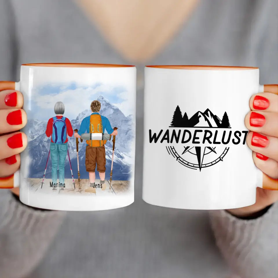 Personalisierte Tasse mit 2 Wanderern