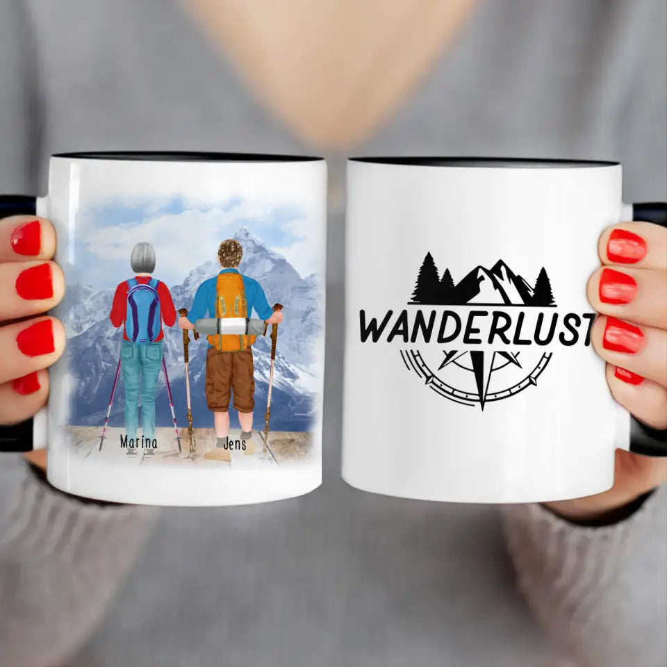 Personalisierte Tasse mit 2 Wanderern