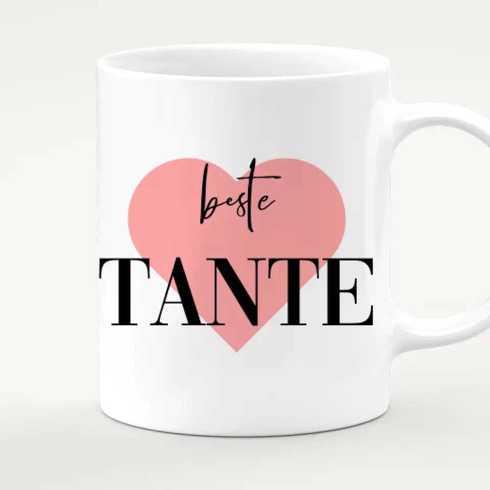 Personalisierte Tasse mit Tante (1 Baby + 2 Kinder + 1 Tante)