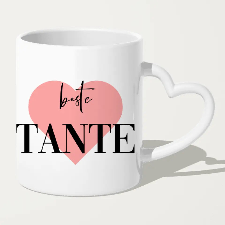 Personalisierte Tasse mit Tante (1 Baby + 2 Kinder + 1 Tante)