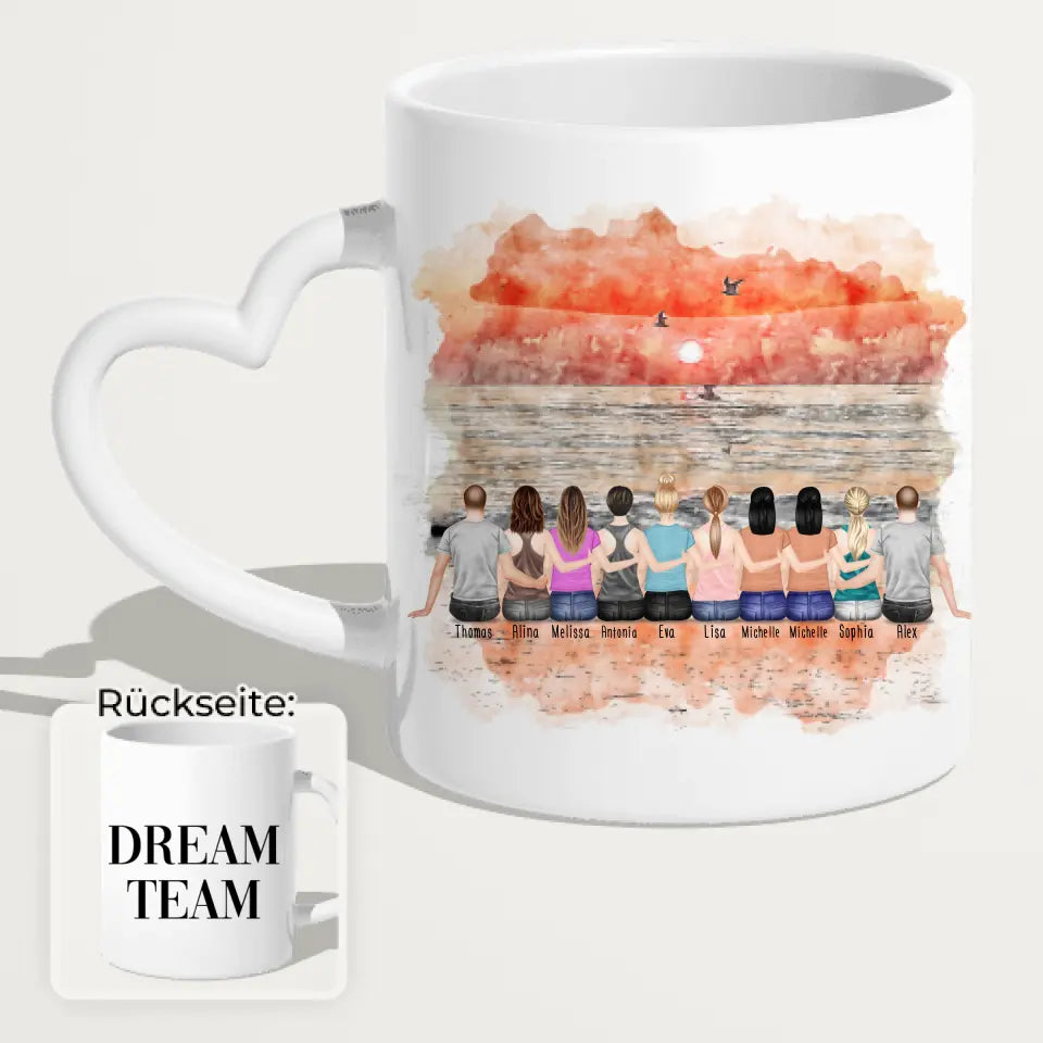 Personalisierte Tasse Beste Freunde (8 Frauen + 2 Männer)