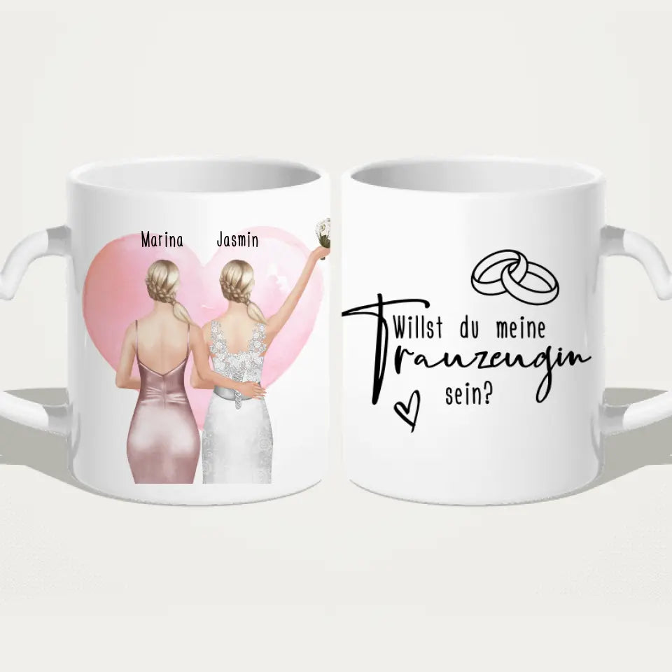 Personalisierte Tasse mit Trauzeugin und Braut - Hochzeitsgeschenk - Trauzeugin Geschenk