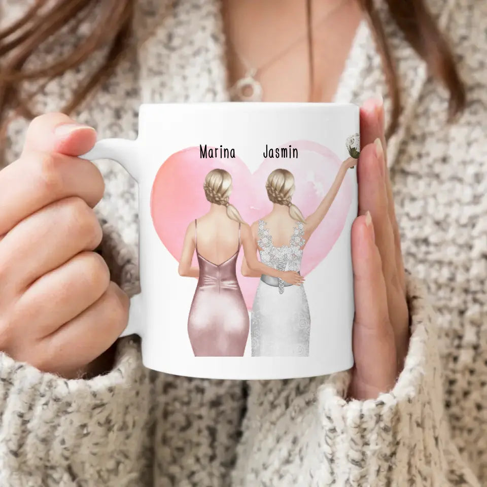 Personalisierte Tasse mit Trauzeugin und Braut - Hochzeitsgeschenk - Trauzeugin Geschenk