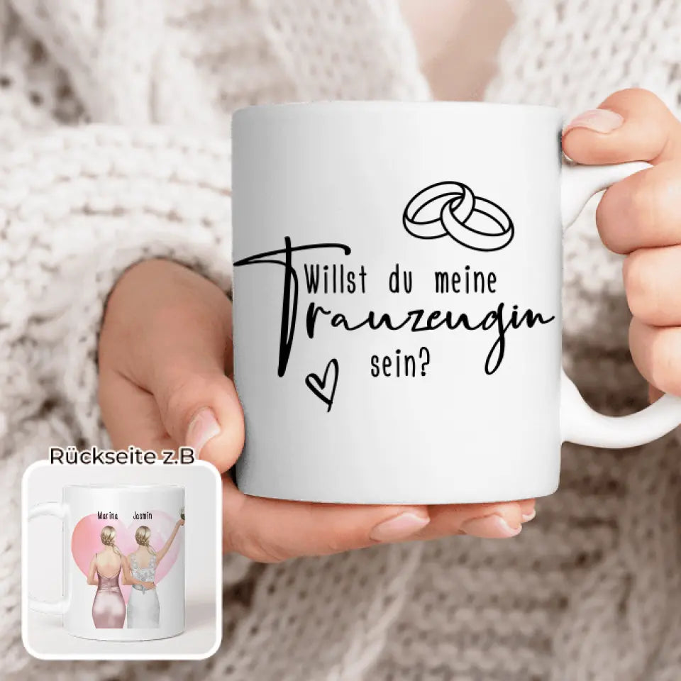 Personalisierte Tasse mit Trauzeugin und Braut - Hochzeitsgeschenk - Trauzeugin Geschenk