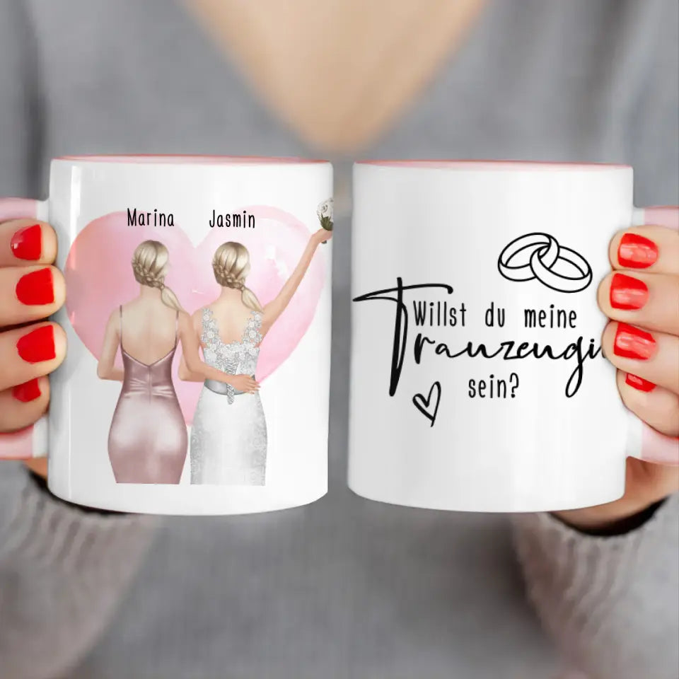 Personalisierte Tasse mit Trauzeugin und Braut - Hochzeitsgeschenk - Trauzeugin Geschenk