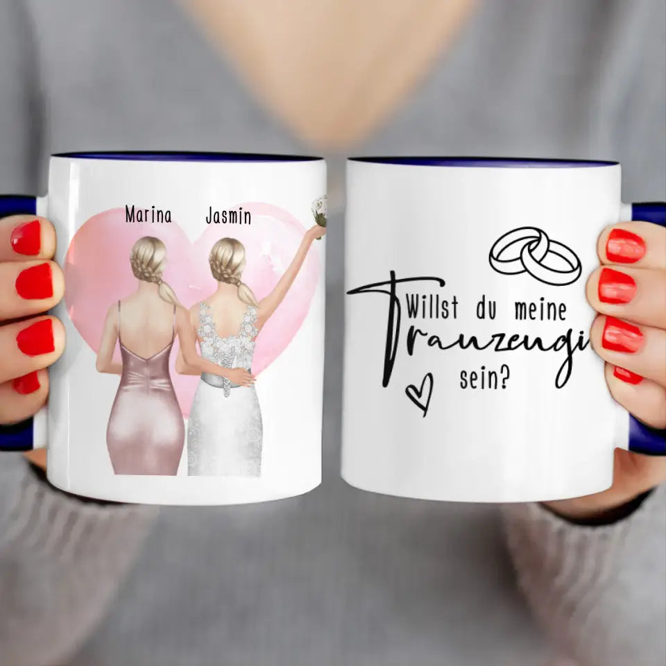 Personalisierte Tasse mit Trauzeugin und Braut - Hochzeitsgeschenk - Trauzeugin Geschenk