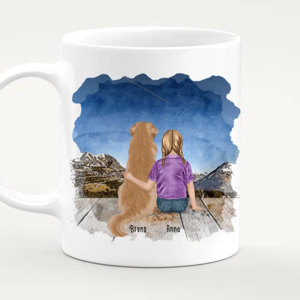 Personalisierte Tasse - 1 Kind und 1 Hund