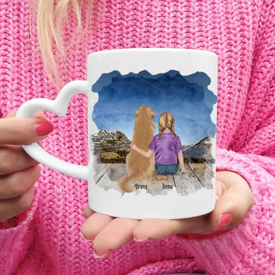 Personalisierte Tasse - 1 Kind und 1 Hund