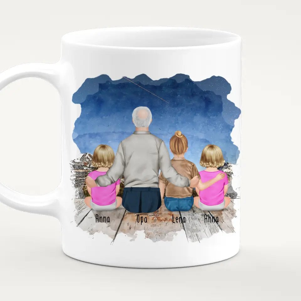 Personalisierte Tasse für Opa (2 Babys + 1 Kind + 1 Opa)