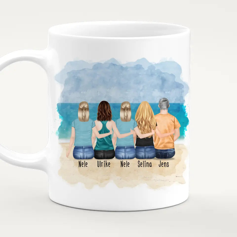 Personalisierte Tasse - Beste Freunde (4 Frauen + 1 Mann)