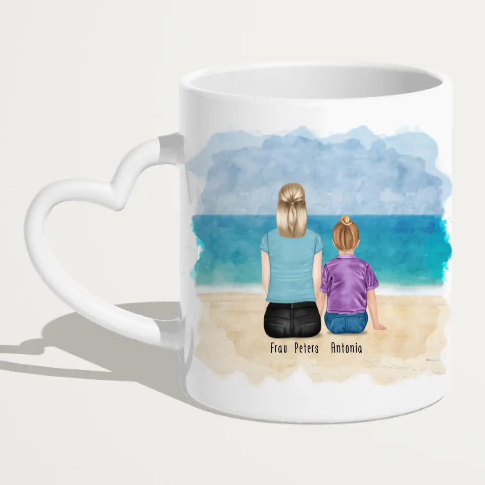 Personalisierte Tasse - Beste Erzieherin (1 Frauen + 1 Kind)