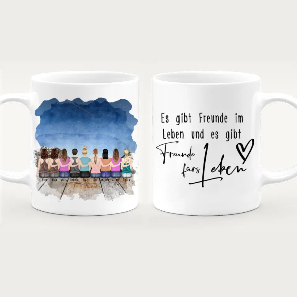 Personalisierte Tasse für Beste Freundinnen (9 Freundinnen)