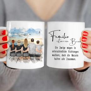 Personalisierte Tasse mit Familie (2 Teenagerinnen + 1 Teenager)