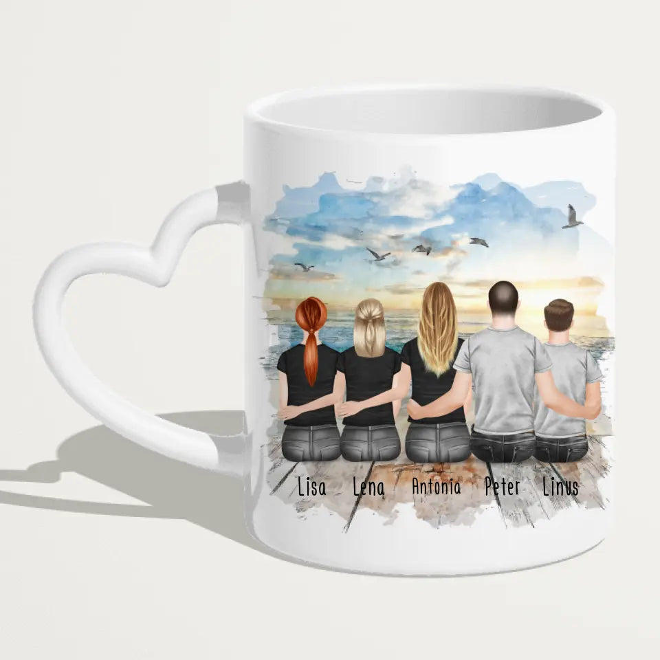 Personalisierte Tasse mit Familie (2 Teenagerinnen + 1 Teenager)