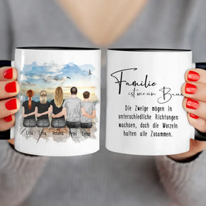 Personalisierte Tasse mit Familie (2 Teenagerinnen + 1 Teenager)