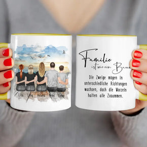 Personalisierte Tasse mit Familie (2 Teenagerinnen + 1 Teenager)