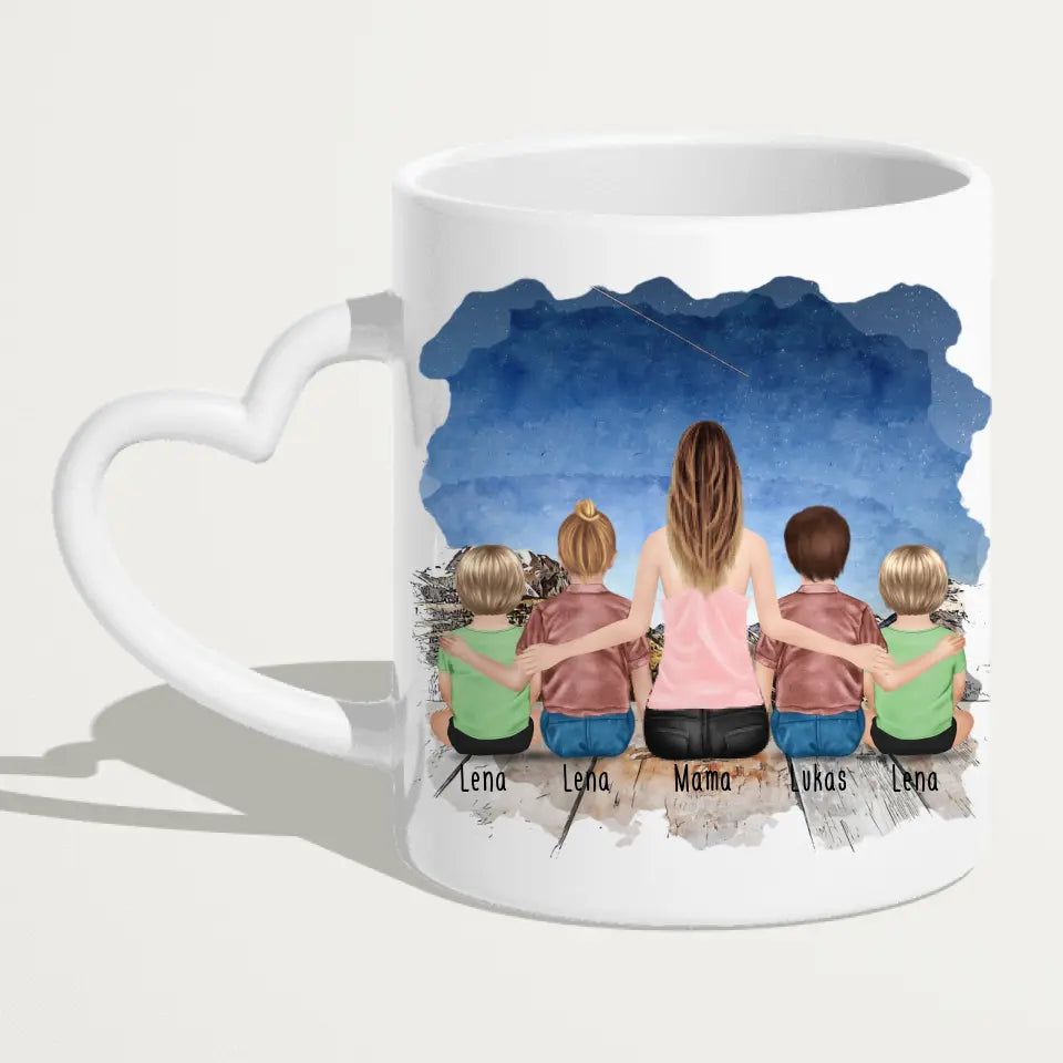 Personalisierte Tasse -  1 Frau + 2 Kinder + 2 Babys