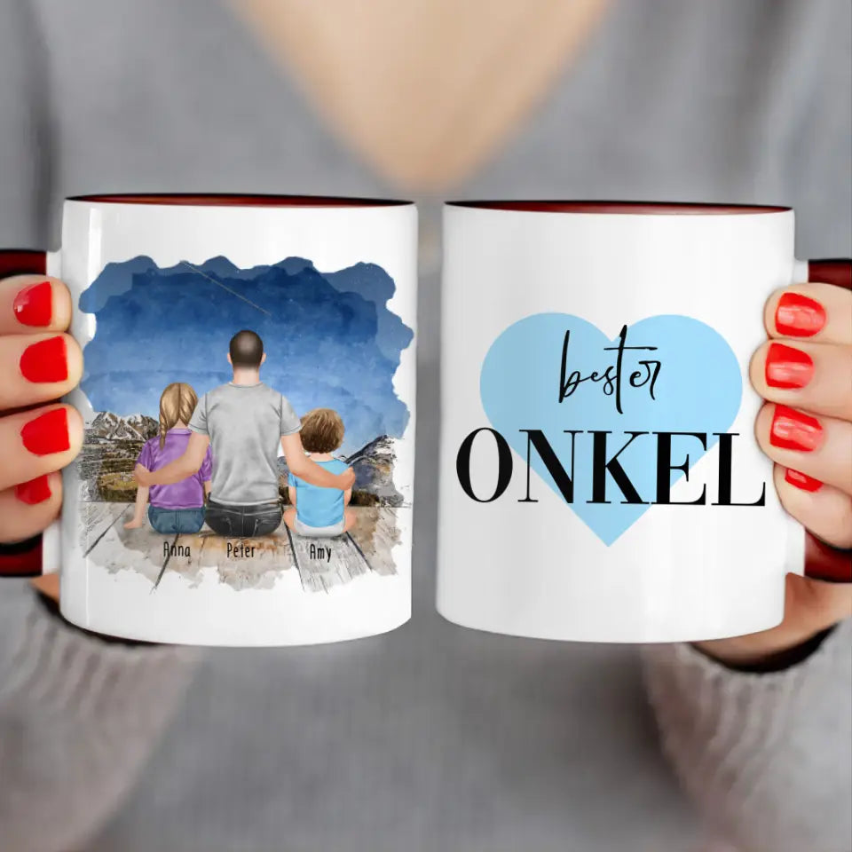 Personalisierte Tasse - 1 Kind + 1 Mann + 1 Baby - Bester Onkel