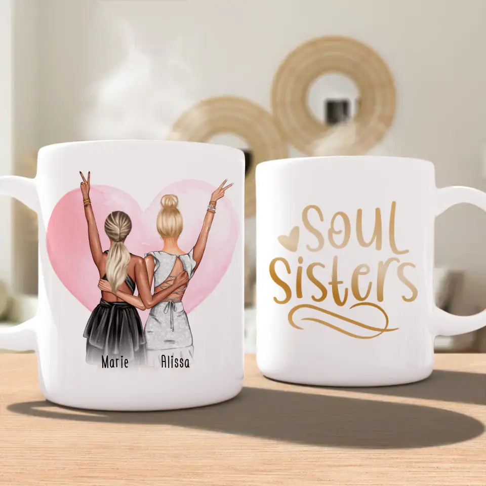 Personalisierte Tasse - Beste Freundin mit Kleid (2 Freundinnen) - Freundinnen Tasse