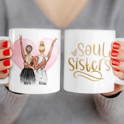 Personalisierte Tasse - Beste Freundin mit Kleid (2 Freundinnen) - Freundinnen Tasse