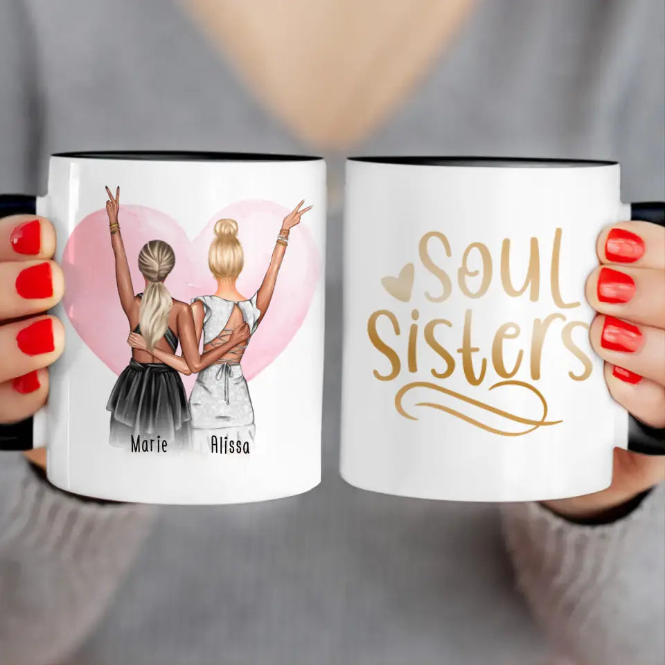 Personalisierte Tasse - Beste Freundin mit Kleid (2 Freundinnen) - Freundinnen Tasse