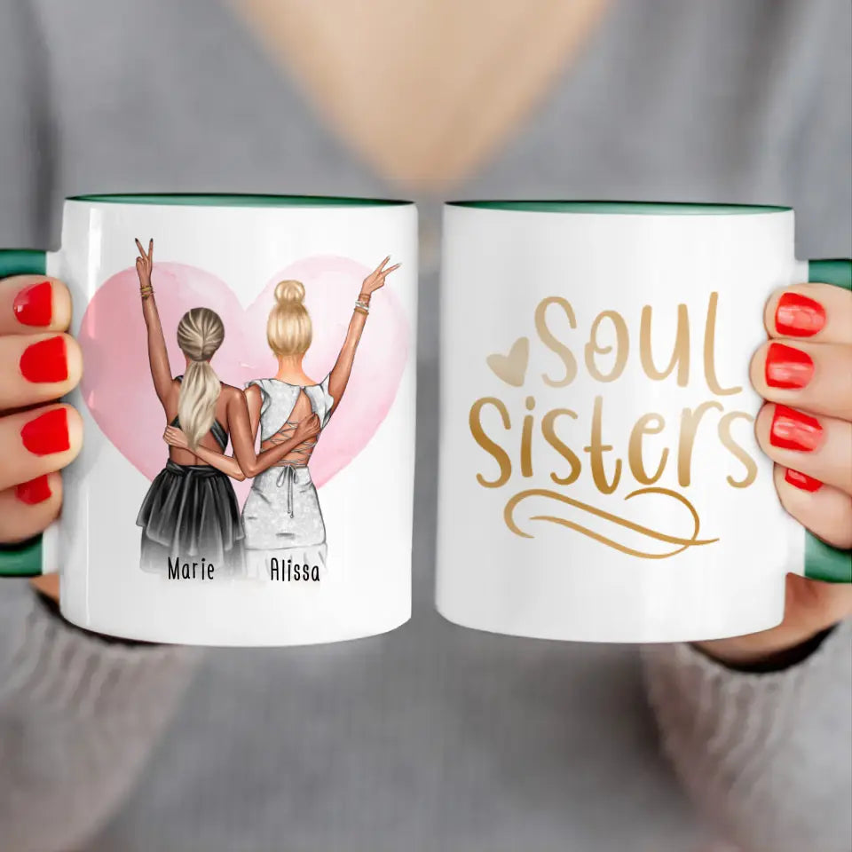 Personalisierte Tasse - Beste Freundin mit Kleid (2 Freundinnen) - Freundinnen Tasse