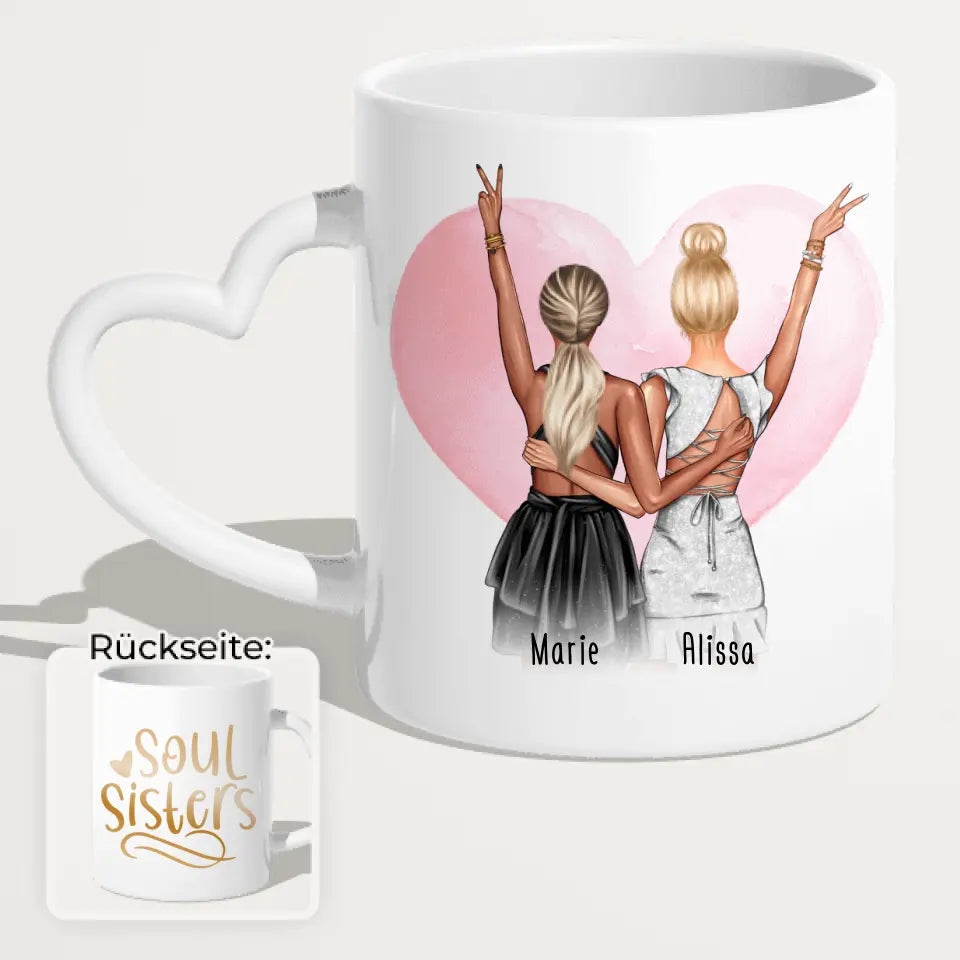 Personalisierte Tasse - Beste Freundin mit Kleid (2 Freundinnen) - Freundinnen Tasse