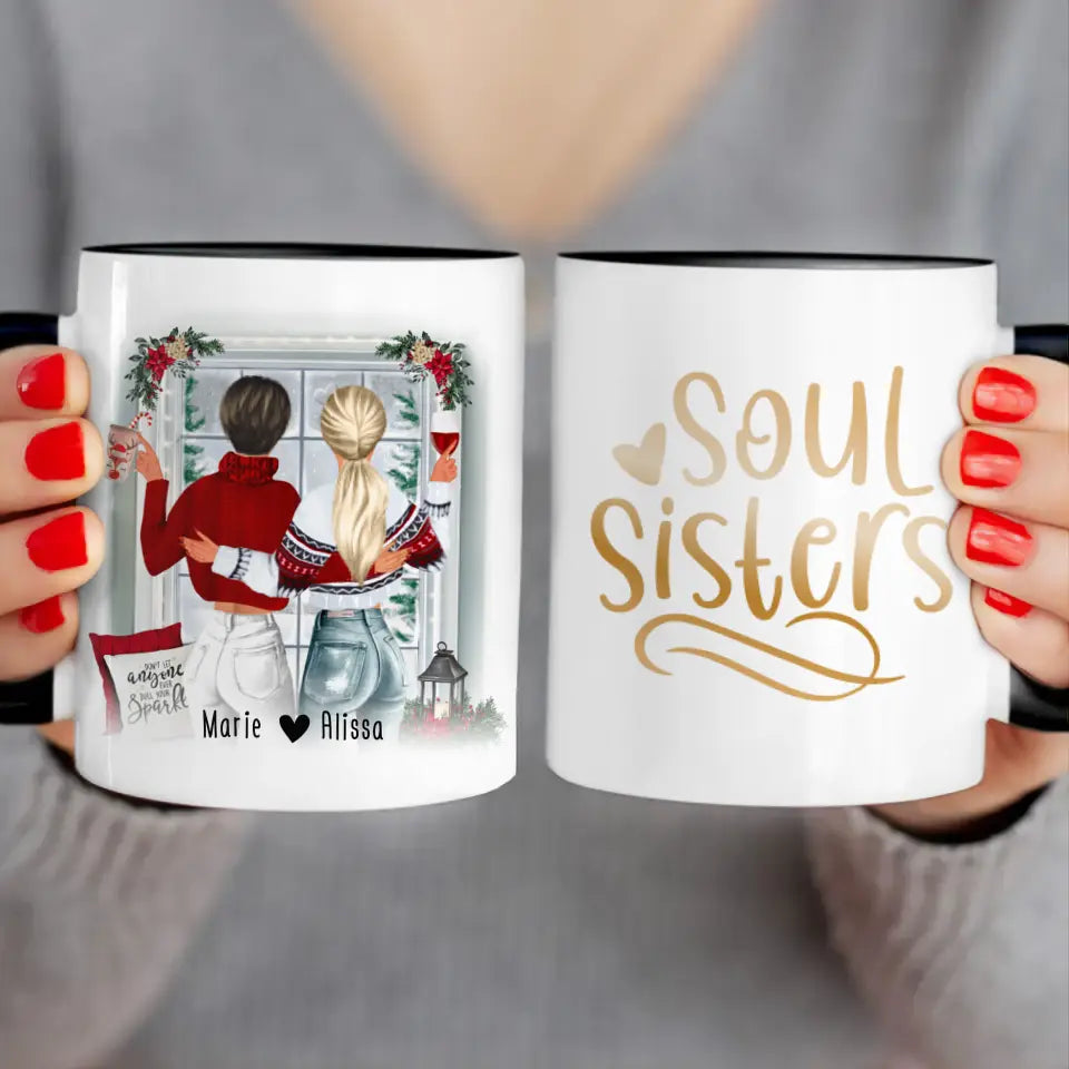 Personalisierte Tasse Beste Freundin (2 Freundinnen) - Weihnachtstasse