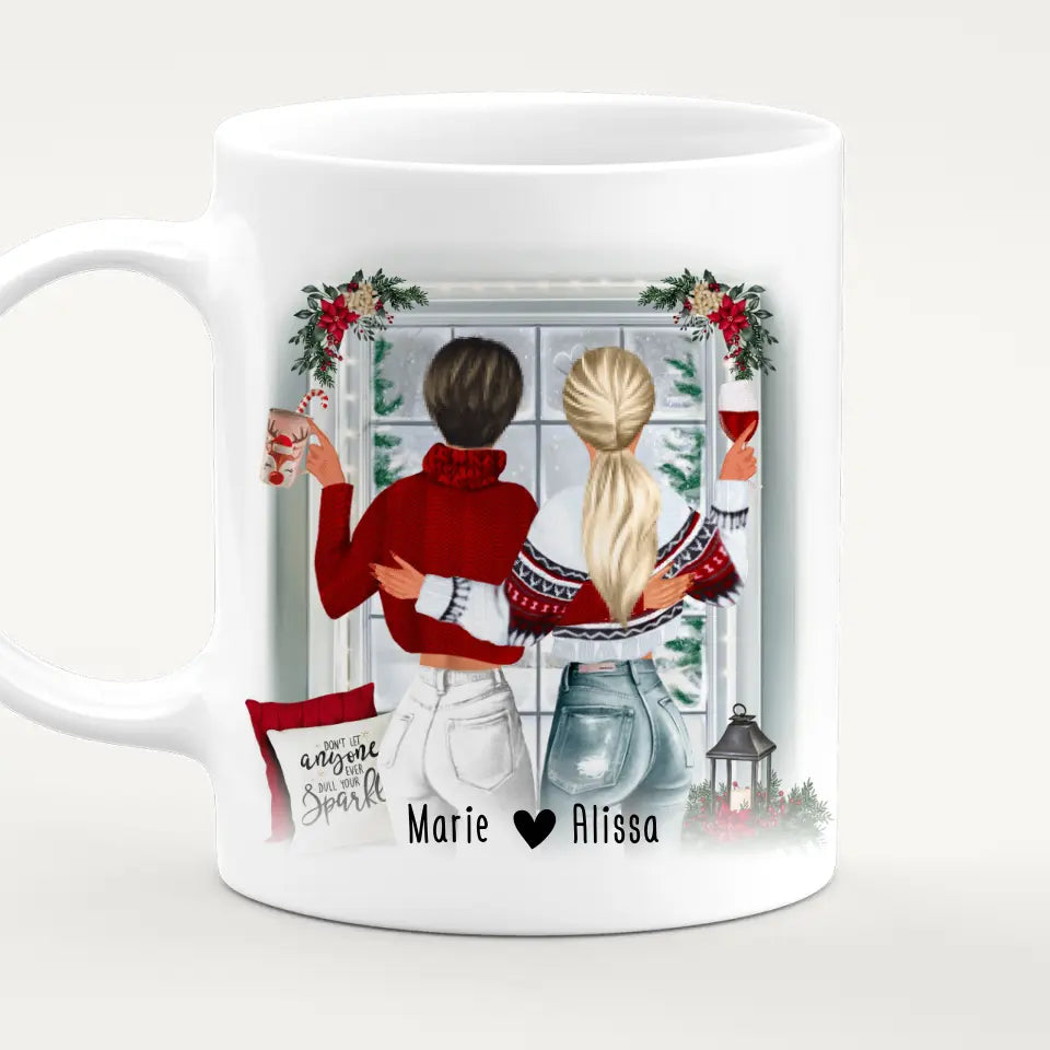 Personalisierte Tasse Beste Freundin (2 Freundinnen) - Weihnachtstasse