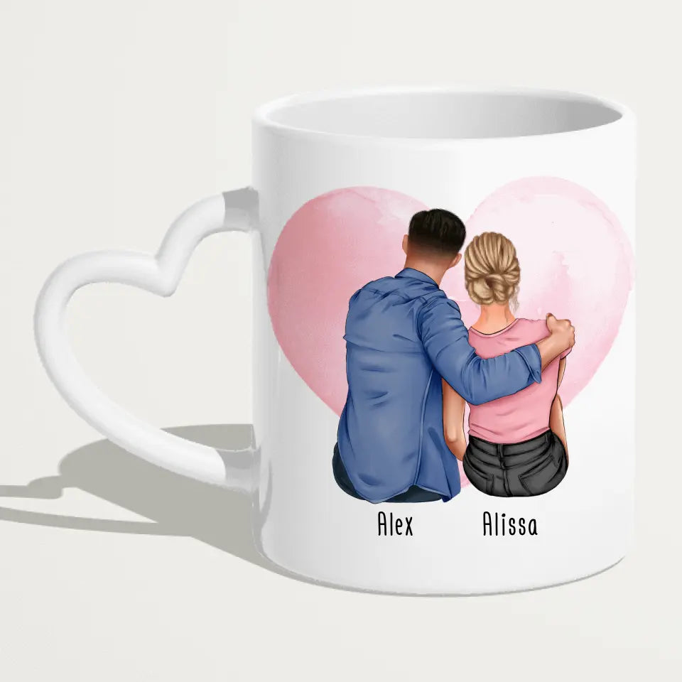 Personalisierte Tasse mit Paar (sitzend)