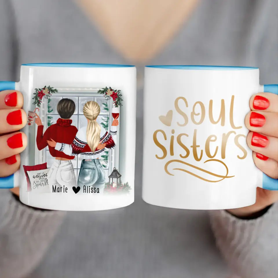 Personalisierte Tasse Beste Freundin (2 Freundinnen) - Weihnachtstasse