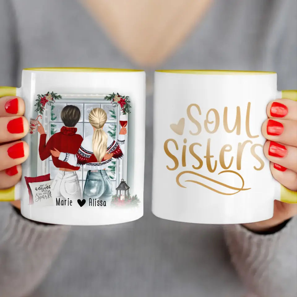 Personalisierte Tasse Beste Freundin (2 Freundinnen) - Weihnachtstasse