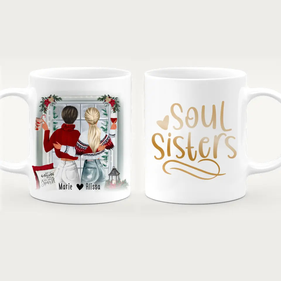 Personalisierte Tasse Beste Freundin (2 Freundinnen) - Weihnachtstasse