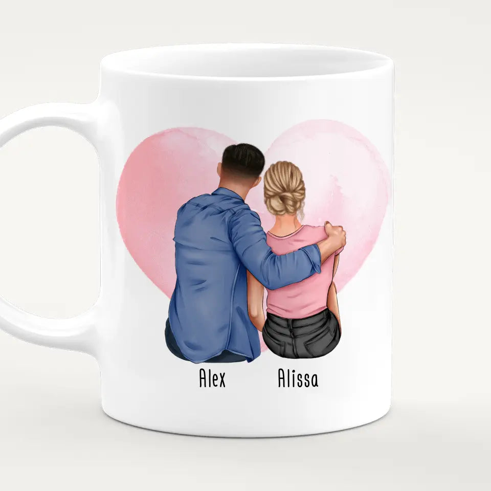 Personalisierte Tasse mit Paar (sitzend)