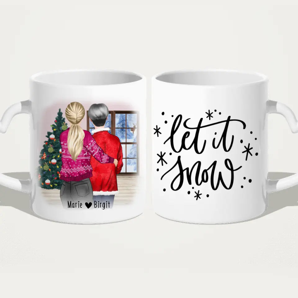 Personalisierte Tasse - Mutter/Mama + Tochter (stehend) - Weihnachtstasse