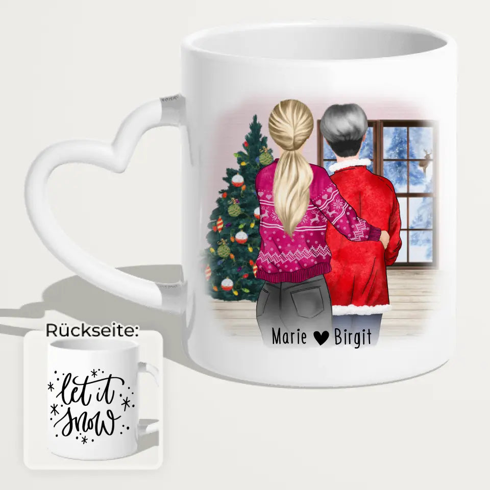 Personalisierte Tasse - Mutter/Mama + Tochter (stehend) - Weihnachtstasse