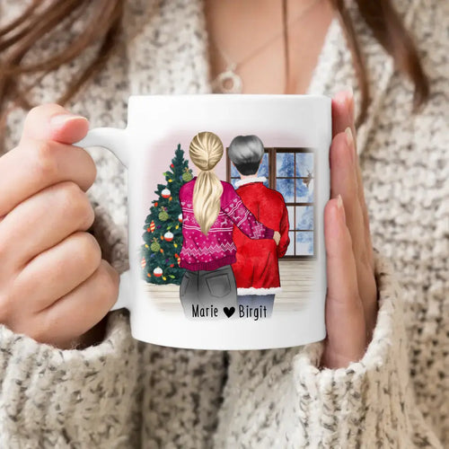 Personalisierte Tasse - Mutter/Mama + Tochter (stehend) - Weihnachtstasse