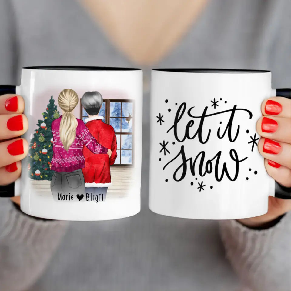 Personalisierte Tasse - Mutter/Mama + Tochter (stehend) - Weihnachtstasse