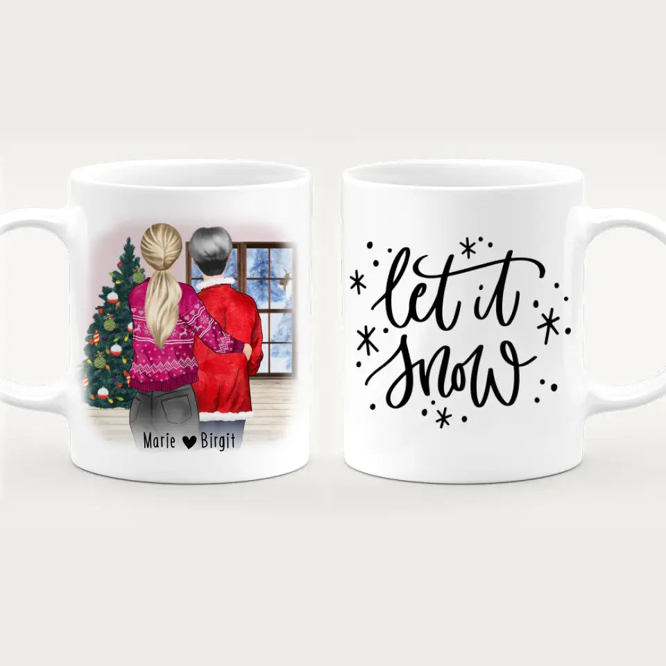 Personalisierte Tasse - Mutter/Mama + Tochter (stehend) - Weihnachtstasse