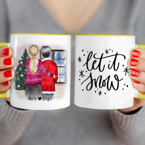 Personalisierte Tasse - Mutter/Mama + Tochter (stehend) - Weihnachtstasse