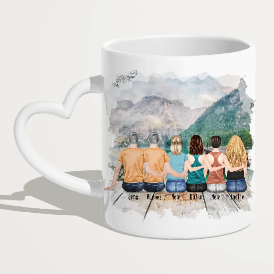 Personalisierte Tasse mit Bruder/Schwester (4 Schwestern + 2 Brüder)